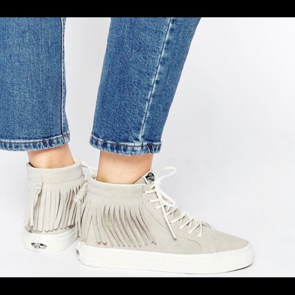 Grey fringe Vans suede